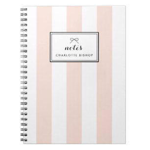 Blush chique verticale strepen gepersonaliseerd notitieboek