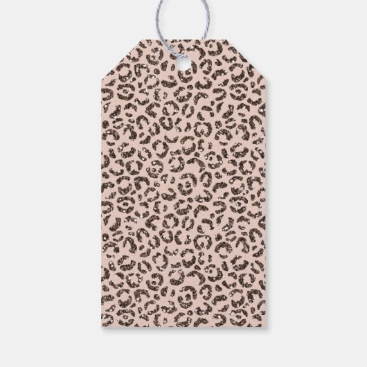 Blush Chocolade Bruine Cream Leopard Glitter Cadeaulabel (Achterkant)