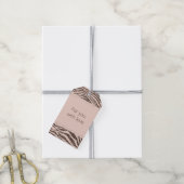 Blush Chocolate Brown Cream Zebra Glitter Cadeaulabel (Met Touw)