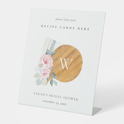 Blush Chopping Board Recipe Kaart Vrijgezellenfees Reclamebord Met Voetstuk (Voorkant)