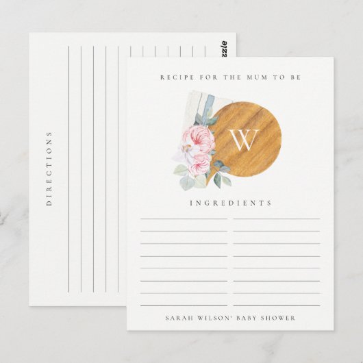 Blush Chopping Board Recipe Request Baby shower Briefkaart (Voorkant / Achterkant)