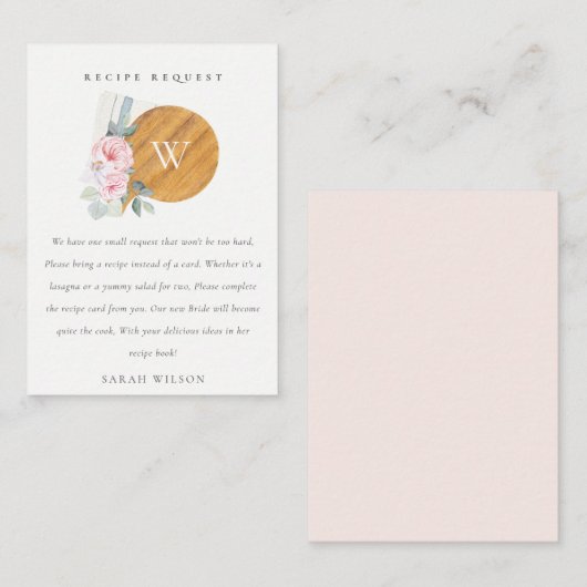 Blush Chopping Board Recipe Request Vrijgezellenfe Informatiekaartje (Voorkant / Achterkant)