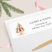 Blush Christmas Tree Bow Retour Adreslabel Etiket