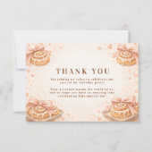 Blush Cinnamon Bow Little Bun 1st Birthday Bedankkaart (Voorkant)