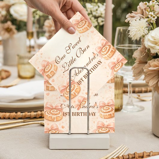 Blush Cinnamon Bow Little Bun 1st Birthday Servet