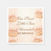 Blush Cinnamon Bow Little Bun 1st Birthday Servet (Voorkant)
