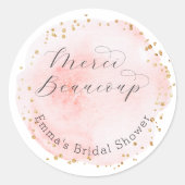 Blush Circle Merci Beaucoup Vrijgezellenfeest Ronde Sticker (Voorkant)