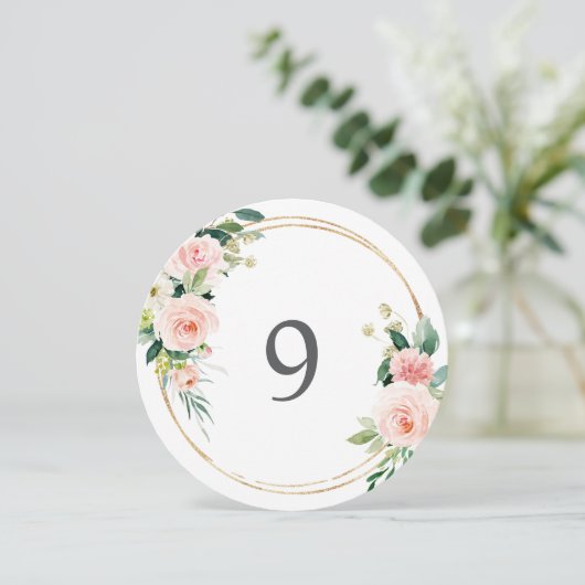 Blush Cirkelnummerkaarten Kaart (Staand voorkant)