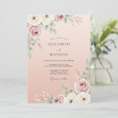 Blush Classic Rose Bruiloft Kaart (Staand voorkant)