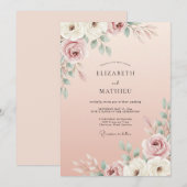 Blush Classic Rose Bruiloft Kaart (Voorkant / Achterkant)