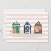 Blush Coastal Beach Wishes Beach Huts Holiday Feestdagenkaart (Voorkant)