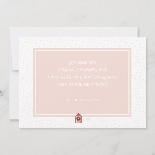 Blush Coastal Beach Wishes Beach Huts Holiday Feestdagenkaart (Achterkant)