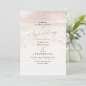 Blush Coastal + Champagne Bubbles Elegant Wedding Kaart (Staand voorkant)