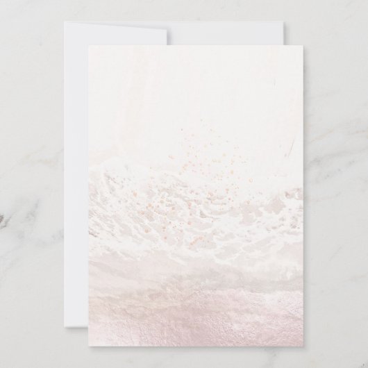 Blush Coastal + Champagne Bubbles Elegant Wedding Kaart (Achterkant)