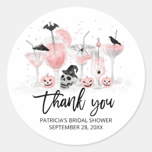 Blush Cocktails Halloween Bruidsfeest Ronde Sticker (Voorkant)