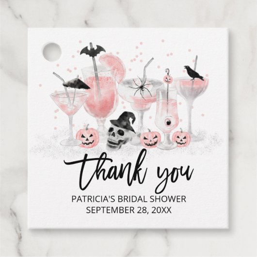 Blush Cocktails Halloween Vrijgezellenfeest Dank u Bedankjes Labels (Voorkant)