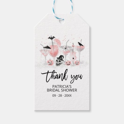 Blush Cocktails Halloween Vrijgezellenfeest Dank u Cadeaulabel (Voorkant)