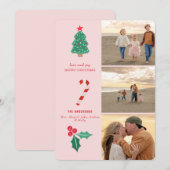 Blush Collage Foto Platte Kerstkaart (Voorkant / Achterkant)