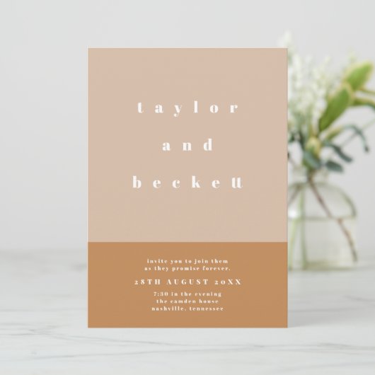 Blush Color Block Weddenschap Save The Date (Staand voorkant)