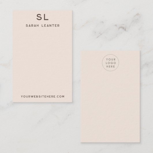 Blush-color Monogram Display Kaart Visitekaartje (Voorkant / Achterkant)