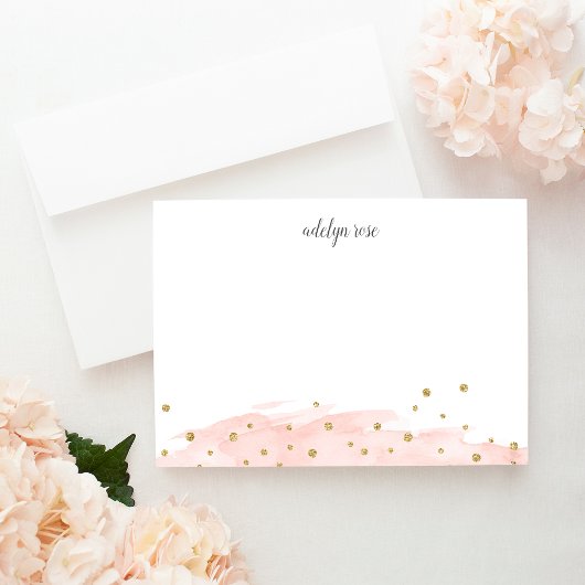 Blush | Confetti Pop Personalized Stationery Flat Notitiekaartje