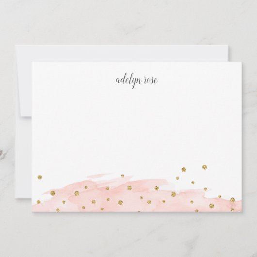 Blush | Confetti Pop Personalized Stationery Flat Notitiekaartje (Voorkant)