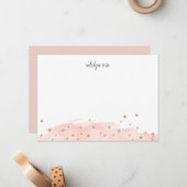 Blush | Confetti Pop Personalized Stationery Flat Notitiekaartje (Voorkant / Achterkant in situ)