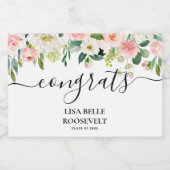 Blush Congrats Girl Afstuderen Mini Sparkling Wijnetiket (Enkel label)