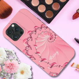 Blush Cool Roze Tinten Fractal Art Spiraal Naam  Case-Mate iPhone Case