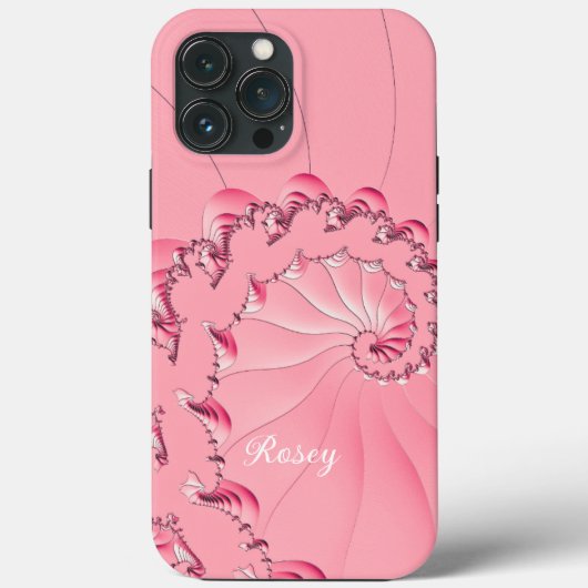 Blush Cool Roze Tinten Fractal Art Spiraal Naam Case-Mate iPhone Case (Achterkant)