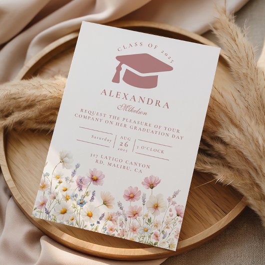 Blush Coquette Bloemige Afstudeerfeest Kaart