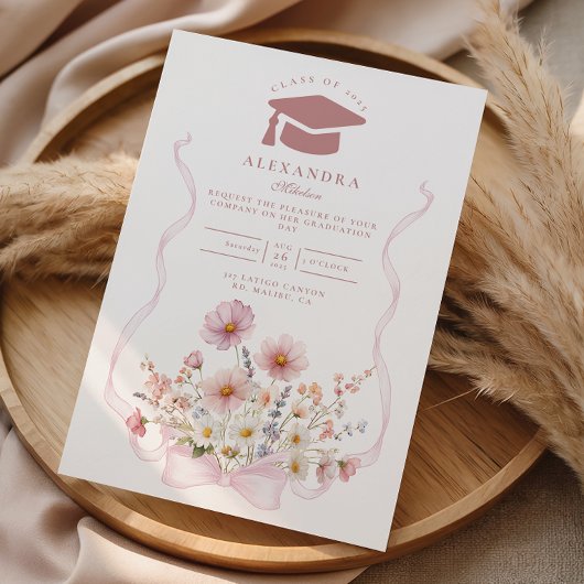 Blush Coquette Bloemige Afstuderen Kaart