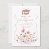 Blush Coquette Bloemige Afstuderen Kaart (Voorkant)