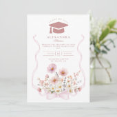 Blush Coquette Bloemige Afstuderen Kaart (Staand voorkant)