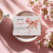 Blush Coquette Bow Luier Raffle Baby shower Informatiekaartje