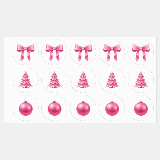 Blush Coquette Kerst Roze Vakantie Labels (Vel)