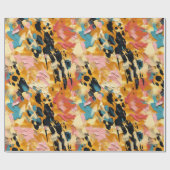 Blush Coral Aqua Gold Abstract Cadeaupapier (Vlak)