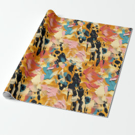 Blush Coral Aqua Gold Abstract Cadeaupapier