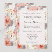 Blush Coral Grey Bloemen bruiloft Kaart (Voorkant / Achterkant)