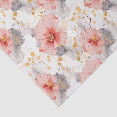 Blush Coral Grey Bloemen bruiloft Tissuepapier (Detail)