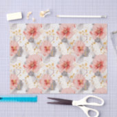 Blush Coral Grey Bloemen bruiloft Tissuepapier (Craft)