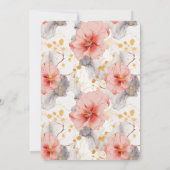 Blush Coral Grey Bloemen Verjaardag Kaart (Achterkant)