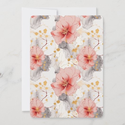 Blush Coral Grey Floral Vrijgezellenfeest Kaart (Achterkant)