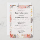 Blush Coral Grey Floral Vrijgezellenfeest Kaart (Voorkant)