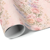 Blush Cottage Roos Bloem Streep Cadeau Cadeaupapier (Rol Hoek)
