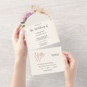 Blush Country Rustic Floral All In One Uitnodiging (Afscheurbaar)
