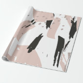 Blush Crash Modern Abstracte penseelstreken Cadeaupapier (Uitgerold)