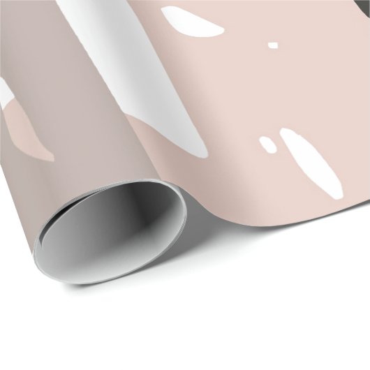 Blush Crash Modern Abstracte penseelstreken Cadeaupapier (Rol Hoek)