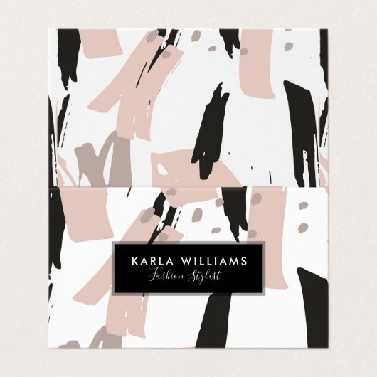 Blush Crash Moderne BrushStrokes Compositie Visitekaartje (Buitenkant ongevouwen)