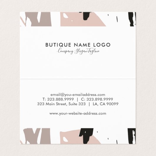 Blush Crash Moderne BrushStrokes Compositie Visitekaartje (Binnenkant ongevouwen)